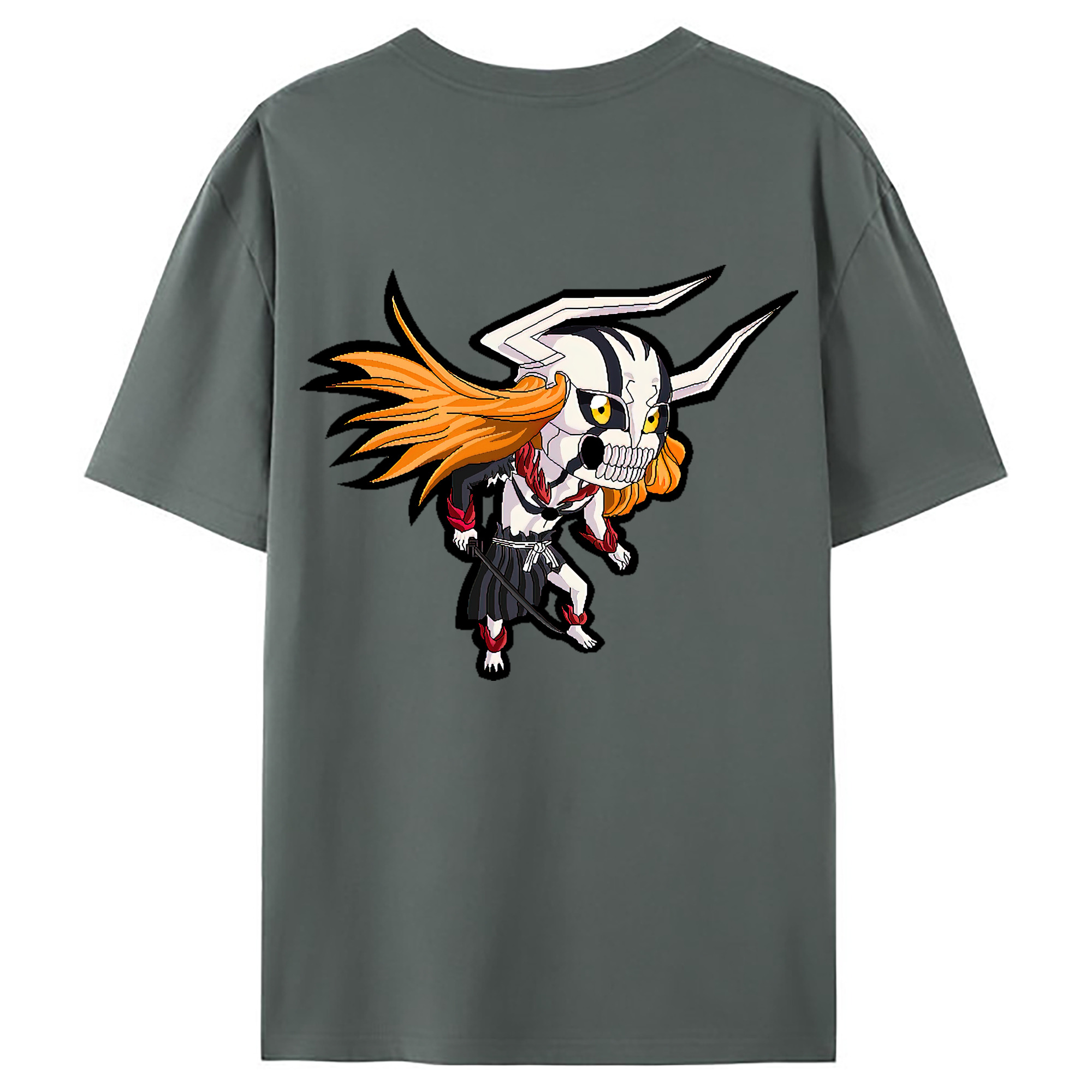 （画像用） ブリーチ 黒崎一護（くろさき いちご）BLEACH Kurosaki Ichigo 綿100％ メンズ半袖Tシャツ（バックプリント） 通気性